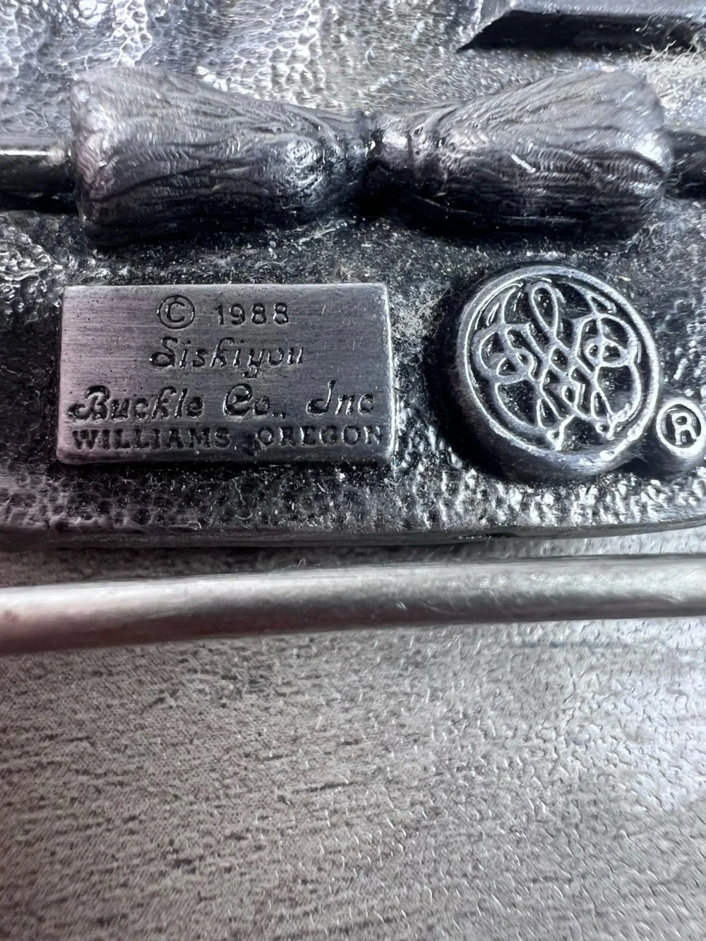 Vintage 1988 Siskiyou Buckle Co Pewter Belt Buckle Model O-80 